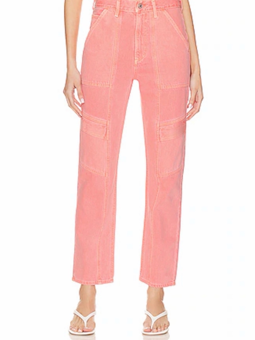 Agolde Coral Pink Straight-Leg Utility Jeans